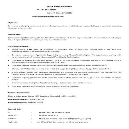 Sr.Application Support Engg(having 4.11 years of EXP) 2