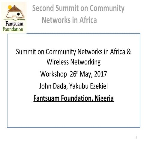 Fantsuam: Ideas for the sustainability of Community Networks