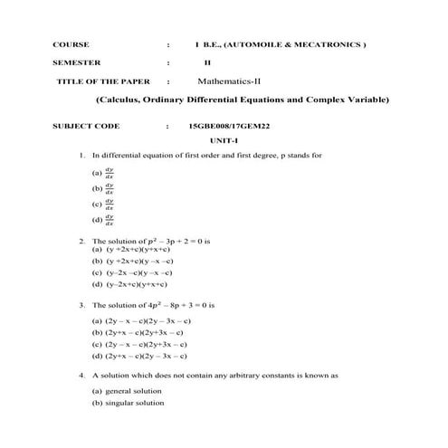 mathematics question bank for engineering students