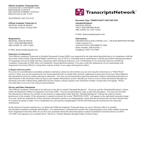 15 Graduate Hours in TESOL Completed by Deepak (Danny) Singh at Augustana Uni...