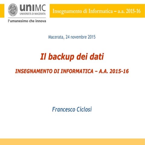 MODULO 15 --> Il backup dei dati