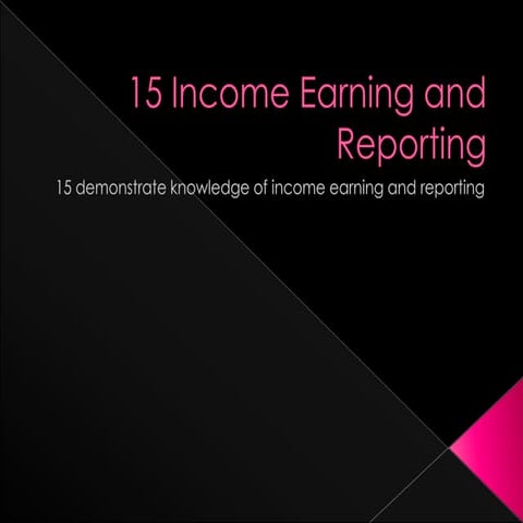 15 income earning and reporting
