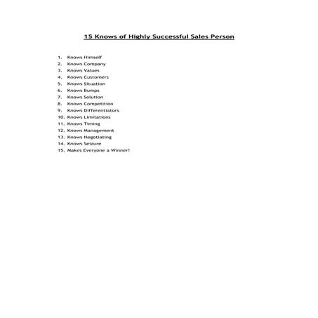 15 Knows Of Highly Successful Sales Person