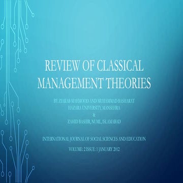 Review of Classical Management Theories 