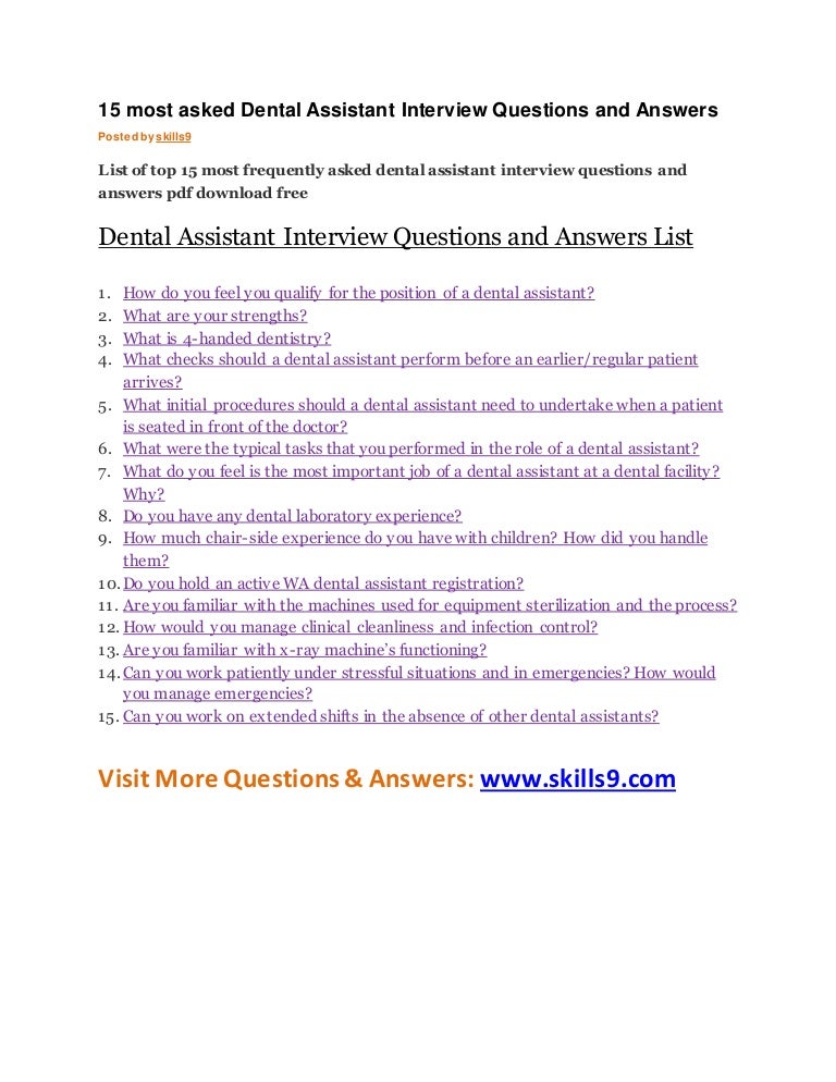 15 most asked dental assistant interview questions and answers
