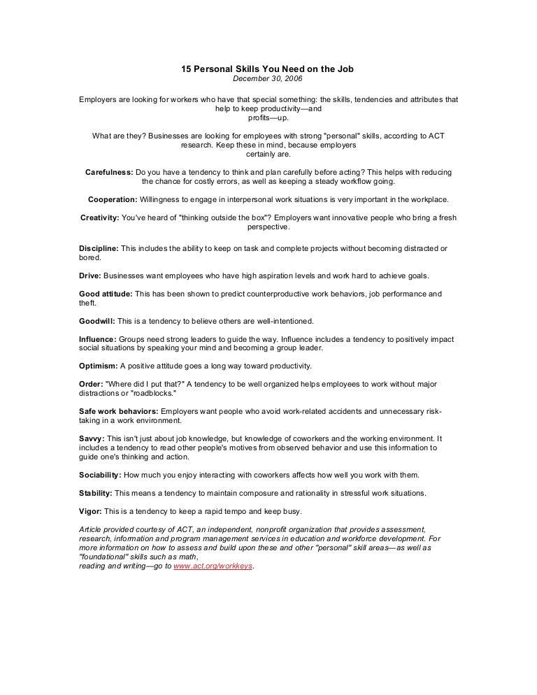 15 personal skills you need on the job special skills job app