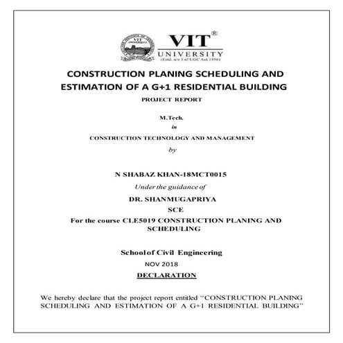 Construction Planning and Scheduling of Residential Building by MS Project by...