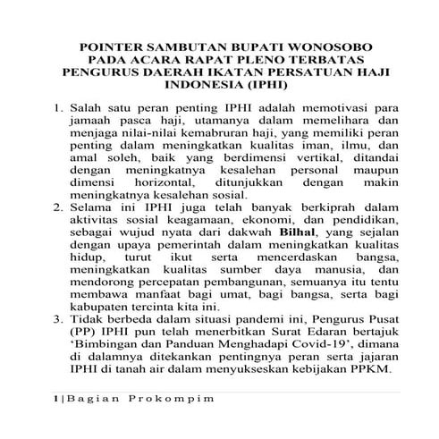 15 sept, sambutan rapat pleno terbatas pd iphi