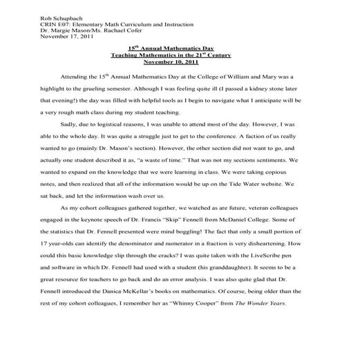 15th annual mathematics day