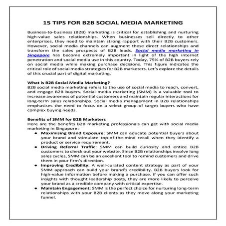 15 Tips for B2B Social Media Marketing | PDF | Small and Medium-sized ...