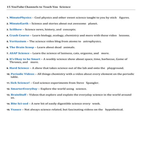 15 you tube channels to teach you science