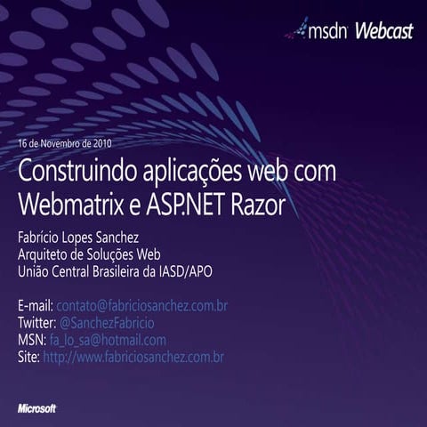 Construindo aplicações web com WebMatrix e Razor
