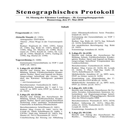 16. LTG-Sitzung am 27. Mai 2010