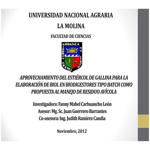 APROVECHAMIENTO DEL ESTIÉRCOL DE GALLINA PARA LA ELABORACIÓN DE BIOL EN BIODI...