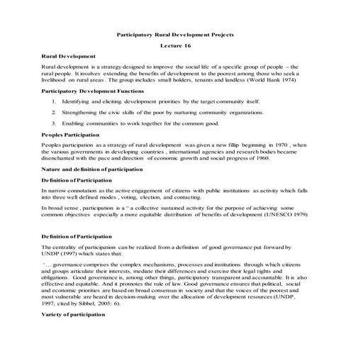 16.particepatory rural development projects