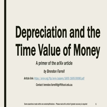 Depreciation and the Time Value of Money: A primer of the arXiv article