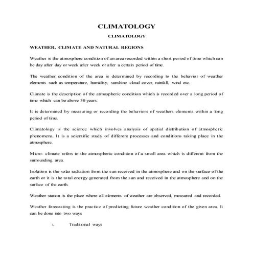 CLIMATOLOGY CLIMATOLOGY