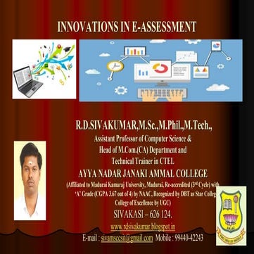 Innovations in E-Assessment - R.D.Sivakumar