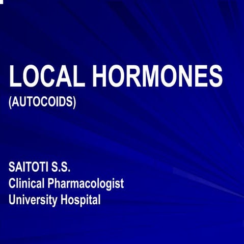 Comprehensive Overview of Local Hormones (Autacoids): Pharmacology and ...