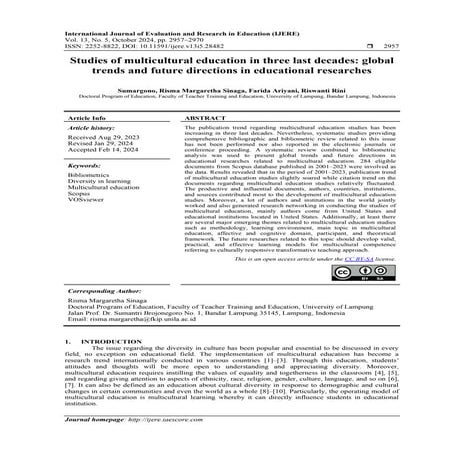 Mapping literature of multicultural education: a bibliometric review | PDF
