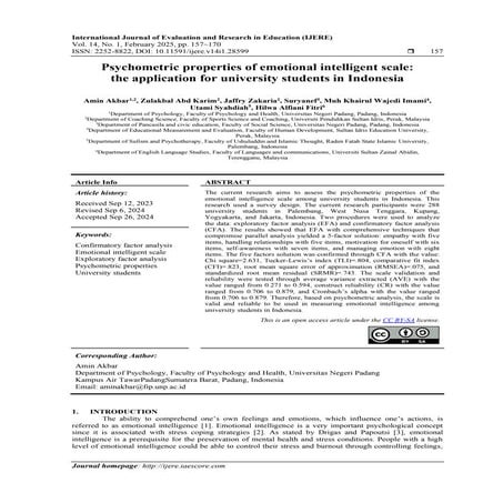 Psychometric properties of emotional intelligent scale: the application ...