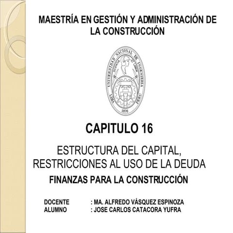 16 Capitulo 16  Estructura Del Capital Restricciones Al Uso De La Deuda