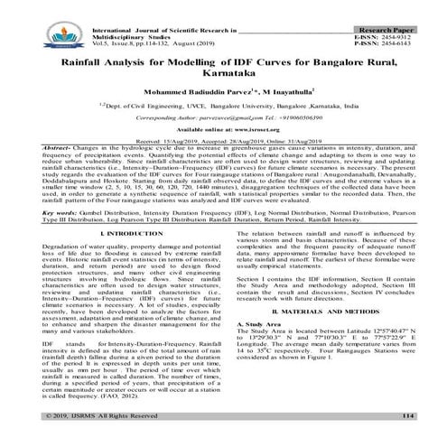 Rainfall intensity duration frequency curve statistical analysis and ...