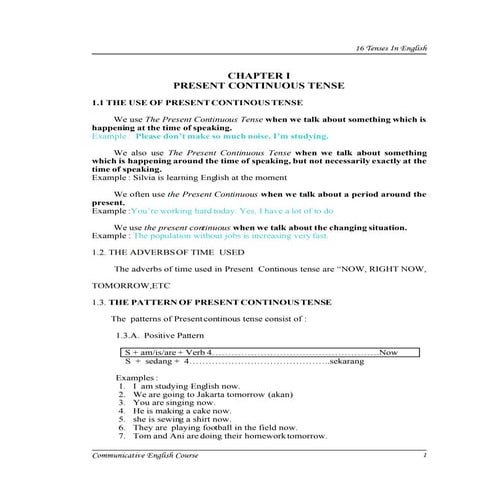 16 Tenses In English