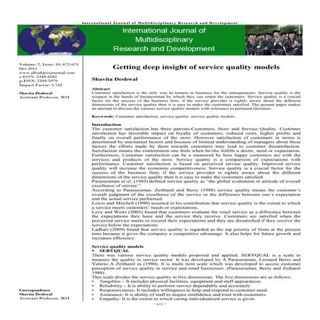 Getting deep insight of service quality models