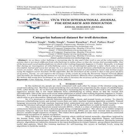 Categorize balanced dataset for troll detection