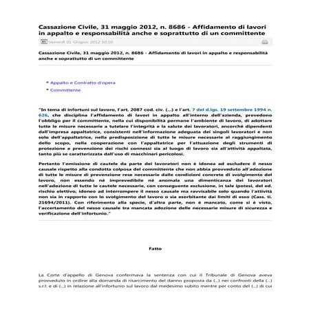 160   affidamento di lavori in appalto e responsabilità anche e soprattutto d...