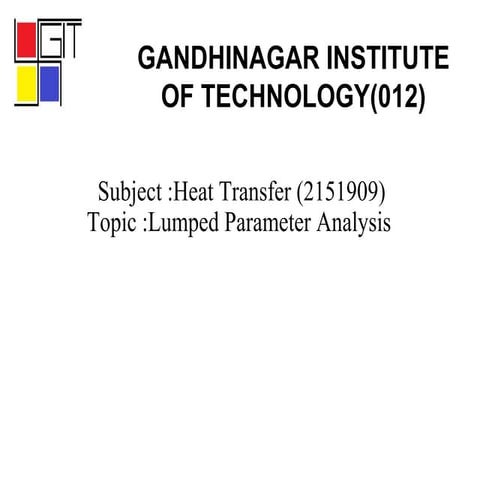 :Heat Transfer "Lumped Parameter Analysis "