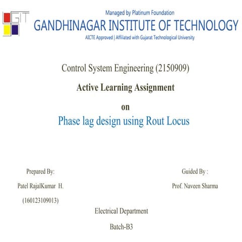 phase lag Design using Rout locous