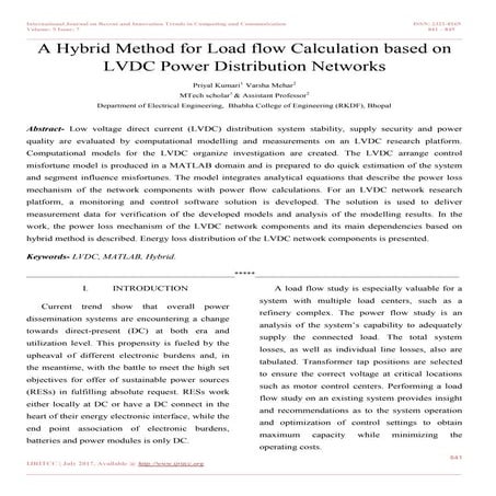 A Hybrid Method for Load flow Calculation based on LVDC Power Distribution Ne...