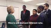 Hillary Clinton speaks with college...