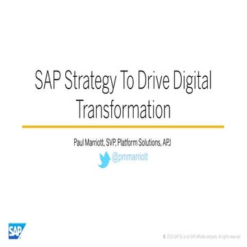 SAP Strategy & Innovation Update - Feb 2016 APJ