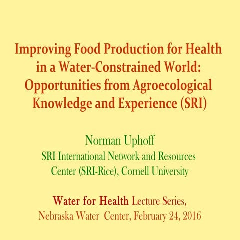 1603 - Improving Food Production for Health in a Water-constrained World - Ag...