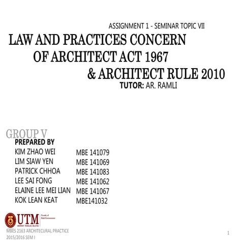 ARCHITECT ACT 1967 (ACT 117) & RULES