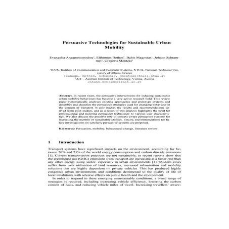 Persuasive Technologies for Sustainable Urban Mobility