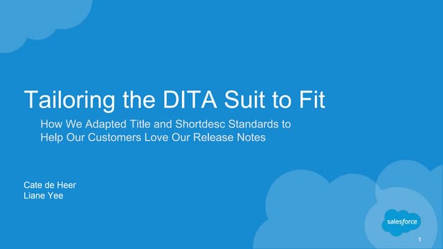 Tailoring the DITA Suit to Fit