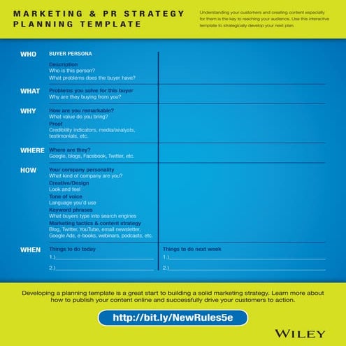 Marketing & PR Strategy Planning Template