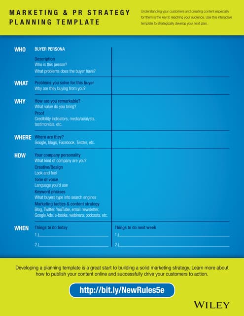 Marketing & PR Strategy Planning Template