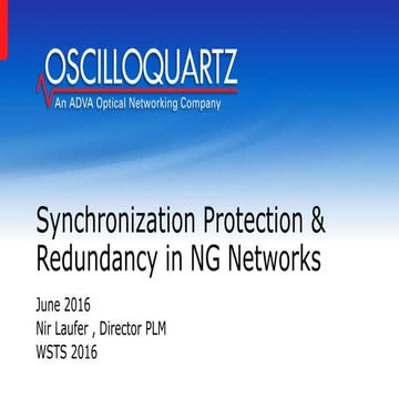 Synchronization Protection and Redundancy in Next-Generation Networks