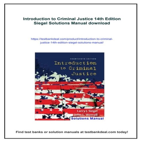 Introduction to Criminal Justice 14th Edition Siegel Solutions Manual | PDF