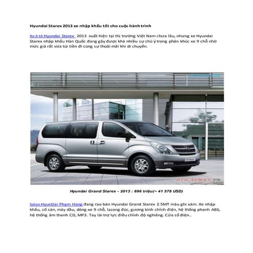 16072015 hyundai starex 2013 xe nhập khẩu tốt cho cuộc hành trình