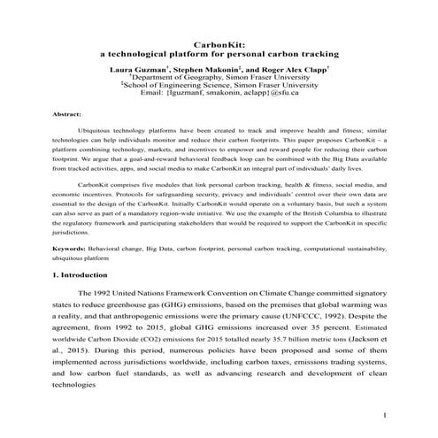 CarbonKit: a technological platform for personal carbon tracking