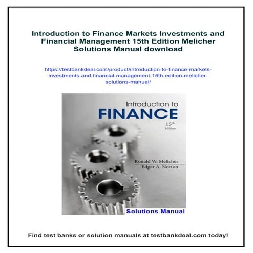 INTRODUCTION TO FINANCE MARKETS INVESTMENTS AND FINANCIAL MANAGEMENT 15TH EDITION PDF intelligence overview