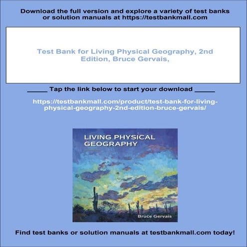 Test Bank for Living Physical Geography, 2nd Edition, Bruce Gervais, | PDF