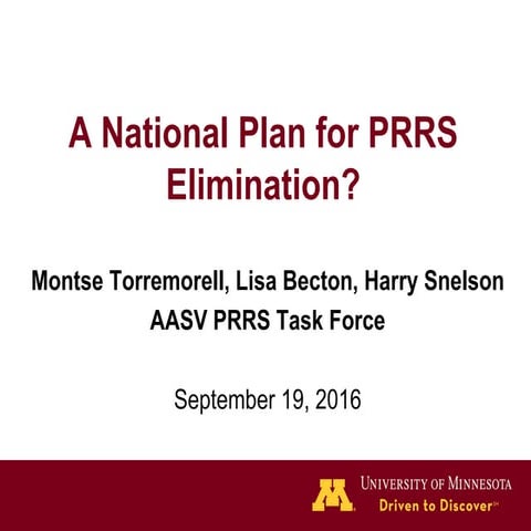 Dr. Montserrat Torremorell - A National Plan for Porcine Reproductive and Res...