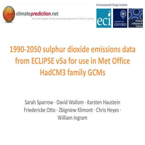1990-2050 sulphur dioxide emissions data from ECLIPSE v5a for use in Met Offi...
